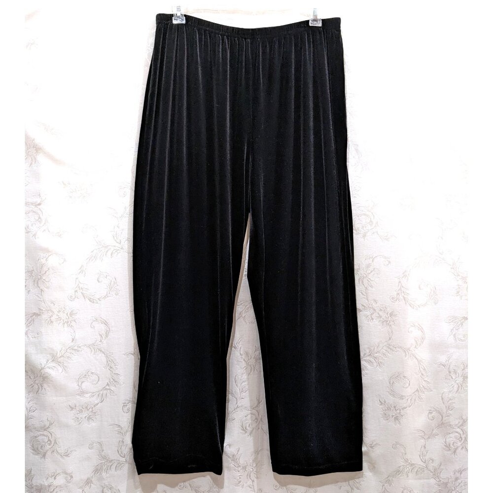 Black Velvet Stretch Pants 18W/20W Elastic Waist Elegant Holidays Party Formal